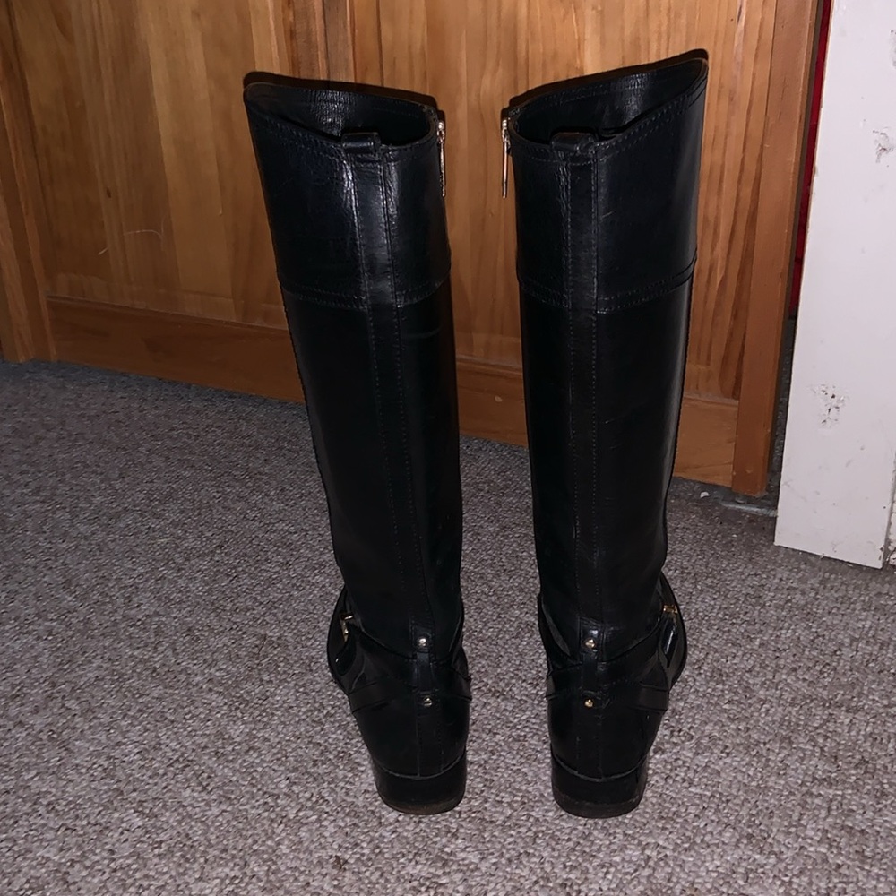 Tory Burch BRITA Black Leather Knee High Tall Riding Boot size 9.5 with zippers - Picture 4 of 14